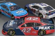 MENCS 19 Camaro Kyle Petty Peak 3 Car Set (.CUP Physics) w/ painted driver and matching crew