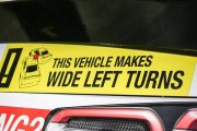 Wide Left Turns Warning Decal