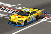 Trevor Bayne's 2025 Olipop Pineapple Paradise/The Spongebob Movie: Search for SquarePants scheme.