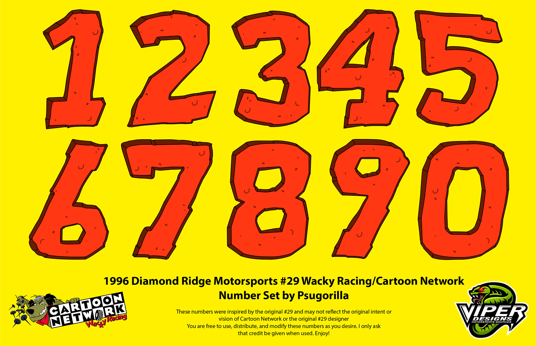 1996 Wacky Racing Number Set.jpg
